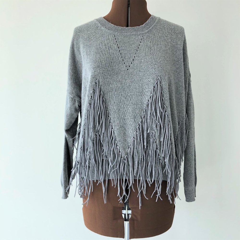 Pullover Sweater with Suede Fringe